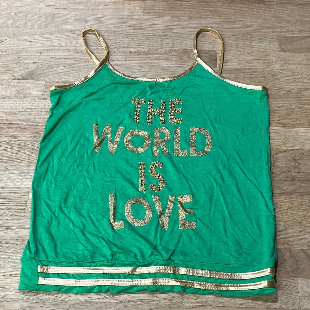 Y2K Green and Gold Women's Tank Top Size:S